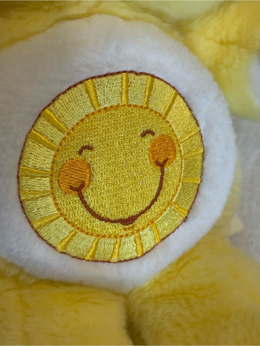 VTG Care Bears Funshine Bear plush With Carlton Cards Tuche Tags Early 2000s 13” - Picture 10 of 14